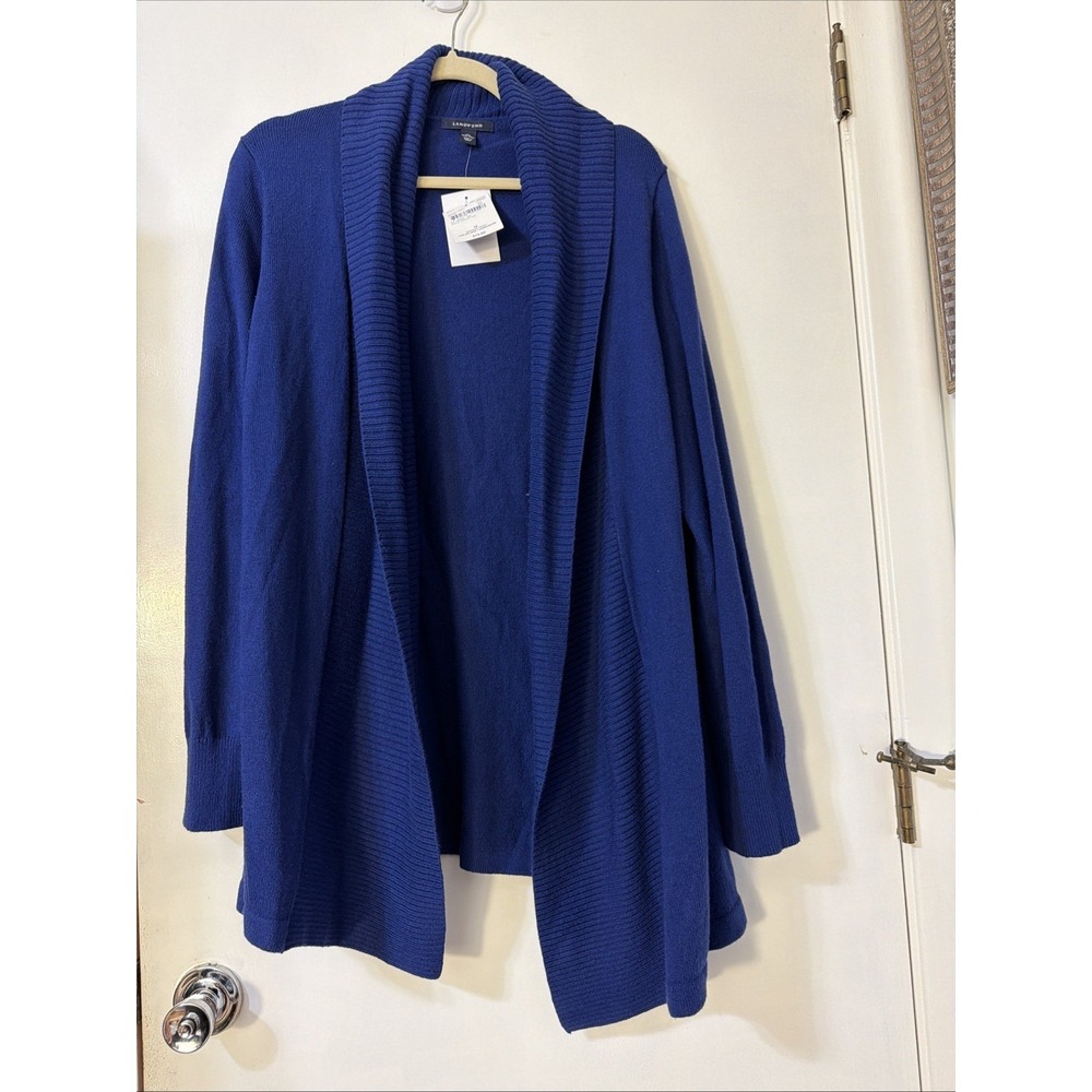 Lands End Open Cardigan Sweater Size 1X Women's Cobalt Blue Shawl Collar New $80